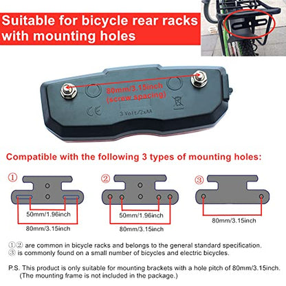 Bike Tail Light, Bicycle Rear Reflector Tail Light for Luggage Rack Aluminum Alloy Reflective Taillight, 80mm Screw Mounted/Easy Release (Battery NOT Included)