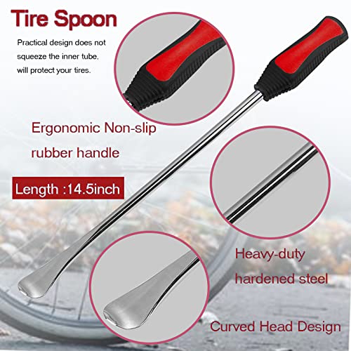 Tire Spoon Motorcycle Dirt Bike Lawn Mower Tire Changer Tire Removal Tool Kit with Bag 3x14.5 inchTire Irons and 2 Rim Protector1 Tire Bead Holder Tool - color: red
