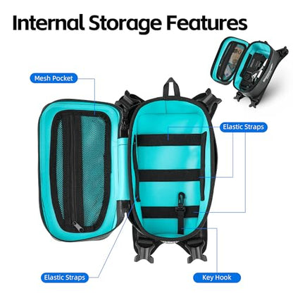 Rhinowalk Waterproof Motorcycle Tank Bag, 2L Compact Motorbike Tank Pouch with MOLLE Webbing, Removable Inner Liner, Cable Port, Reflective Logo, Organized Interior