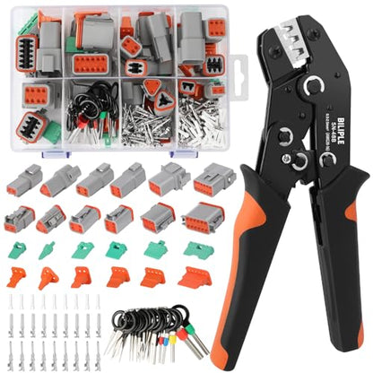 236PCS DT Deustch Connector Kit with Wire Crimper, 2 3 4 6 8 12 Pin Waterproof Automotive Electrical Connectors Plug, with Removal Tool and Size 16 Stamped Formed Contacts(14-20AWG) - size: 236PCS