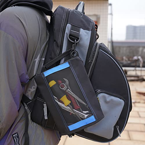 MELOTOUGH Fastener Bag Small Zip Tool Pouch Canvas Utility Zipper Tool Bag with Heavy Duty Mesh Window,Carabiner Clip (4 pack) - color: 4 color(Yellow+Blue+Red+Grey)