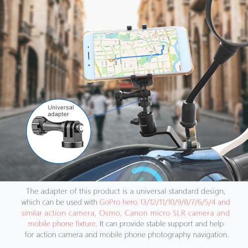 Forevercam Aluminum Motorcycle Mirror Mount for Gopro Hero 13 12 11 10 9 8 DJI Osmo Insta360 AKASO and Other Action Camera 360 Degree Rotation