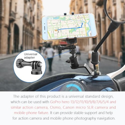 Forevercam Aluminum Motorcycle Mirror Mount for Gopro Hero 13 12 11 10 9 8 DJI Osmo Insta360 AKASO and Other Action Camera 360 Degree Rotation