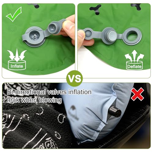 Inflatable Seat Cushion, Lightweight Stadium Seat Pad, Travel Air seat Cushion Anti-Slip for Airplane, Long Flights, Hiking, Climbing, Home and Camping, Compact Air Cushion - color: Green