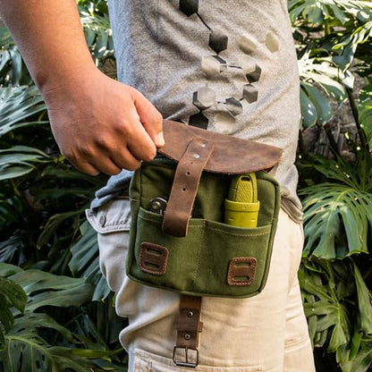 Hide & Drink, Survival Camping Pouch, Belt Loop, Rustic and Handy Tool Bag, Weather Resistant Outdoor Accessories, Traveling Essentials, Waxed Canvas, Handmade - color: Olive