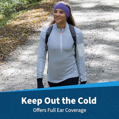 TrailHeads Womens Ponytail Headband - Moisture Wicking Hair Headband for Running, Winter, Workout - Athletic Headband Women - color: heather pink-grey-purple