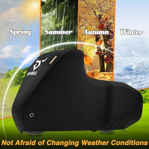 EVRBUL Motorcycle Cover Heavy Duty 420D Outdoor All Seasons Motorbike Sun Cover Protection Compatible with Harley Davidson Road Glide Custom Street Glide Low Rider and up to 98’’ Most Motorcycle - size: 98’’-Side box