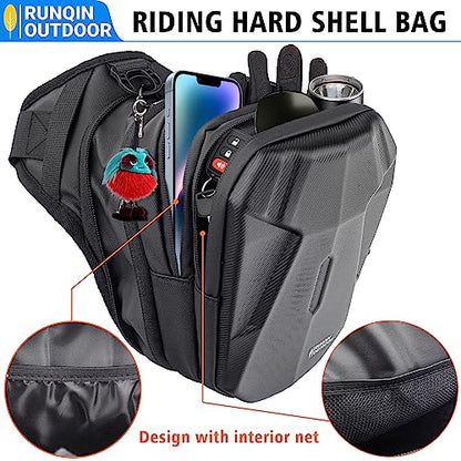 Motorcycle Waist Drop Leg Bag - Expandable Big Capacity Druable & Waterproof Tactical Fanny Pack, Multi-Pocket Storage Hip Thigh Bag for Cycling Hiking Climbing, Men and women