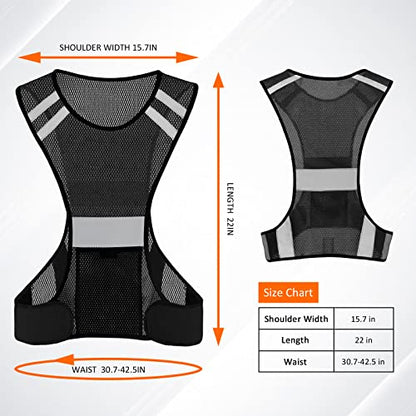 TCCFCCT Reflective Running Vest, High Visibility Running Gear with Large Pocket - color: 2 Pack Mesh Black