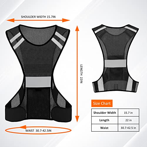 TCCFCCT Reflective Running Vest, High Visibility Running Gear with Large Pocket - color: 1 Pack Mesh Black