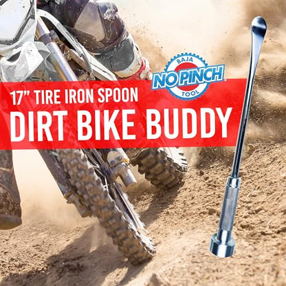BAJA NO PINCH 17 inch Steel Tire Spoon Lever | Iron Tool Kit |Tire Changing Tool for Enduro | Motocross | Motorcycle | Dirt Bike | Easy-to-Use for Safe & Quick Tire Repair | Dirtbike Tire Spoons - size: 17 Inch Tire Spoon