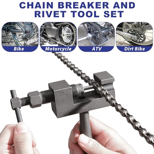 Motorcycle Chain Breaker Rivet Tool, 19pc Chain Brake Tool Set, Chain Link Cutter Removal Tool For Motorcycle Bike Atv Cam & 25 To 930 Chains