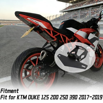 Motorcycle License Plate Bracket Mount Holder with Light Adjustable License Plate Frame Fender Eliminator with LED Light Tail Tidy Device Fit for KTM Duke 125 200 250 390 2017-2019