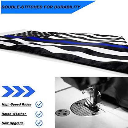 Motorcycle Flag,Thin Blue Line USA American Flag,Double Sided Double Stitched Motorcycle Flag 7x10 - color: blue