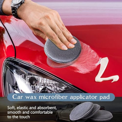Tanlade 50 Pcs Car Detailing Microfiber Applicator Pad Wax Applicator Wash Microfiber Pads, 5 Inch Diameter (Grey) - color: Gray