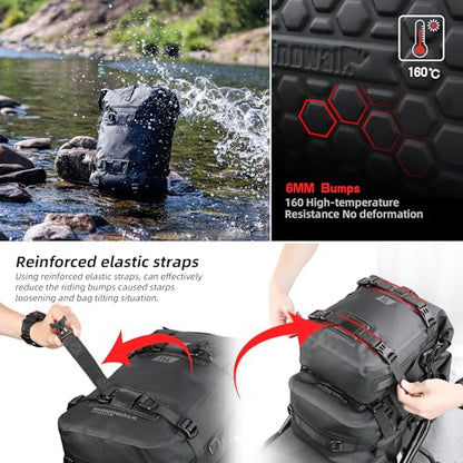 Waterproof Motorcycle Tail Bag 30L Motorbike Rear Rack Storage Bag Saddle Pannier for Touring Adventure Commuting Black - size: 30L