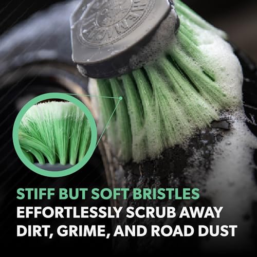 Chemical Guys Wheelie All Exterior Surface and Wheel Brush, Wheel Cleaner Brush with Soft Bristles, Safe Cleaning of Rims, Tires, and Exterior Surfaces on Cars, Trucks, Motorcycles, RVs, & More, Green - size: (Pack of 1), style: Wheelie