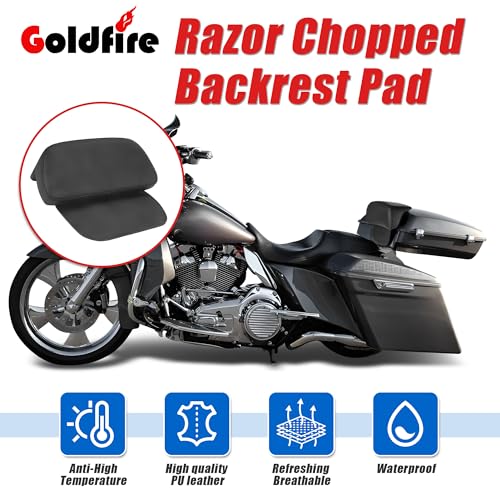 Goldfire Rear Trunk Backrest Pad Razor Chopped Backrest Pad Tour Pack Backrest Pad Fit for Harley Touring Models 2014-2025 Road King Street Glide Electra Glide, Black - color: Black