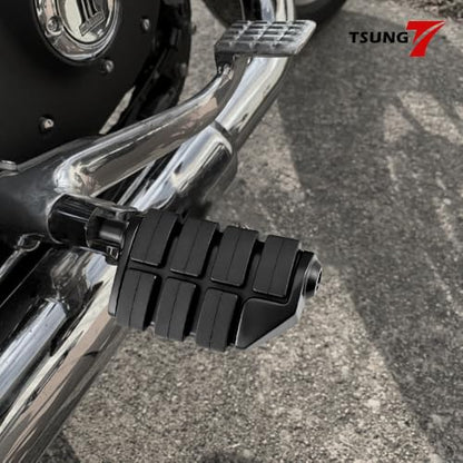 TSUNG Motorcycle Foot Pegs – Male Mount Rider/Passenger Footrests, Wide Higway Foot Rest Pedal Fit for Most V-Twin, Cruiser & Touring Motorcycles (Black) - color: Black