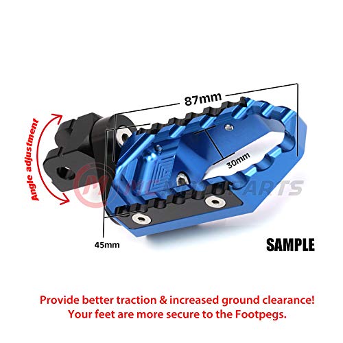 MC MOTOPARTS Green Front Wide Touring 25mm Extended Footpegs Compatible with MT-07 MT-09 Tracer 13-18 YZF R3 15-18 MT-10 - color: Green, size: 25mm Extension