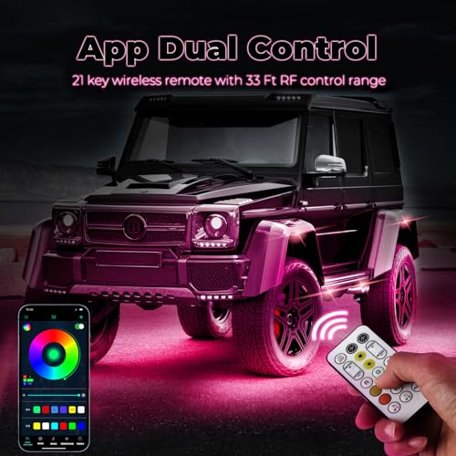 16 Pods Full Angle RGB Rock Lights, App/Remote Control Chasing Led Rock Lights with Music Mode Waterproof Multi-Color, Compatible with 12V Trucks Jeep UTV SUV ATV Off Road Golf Cart(Patented) - size: 16 Pods-Full Angle-(New 3 Control Mode)-12V