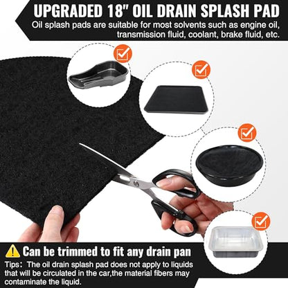 Saillong 3 Pcs 18'' Round Oil Drain Splash Pad, No Splatter Pad Fit 1.5-20 Gal Oil Drain Pan, Anti Splash Oils Change Mat for Car Changing Oils Transmission Drains Pan