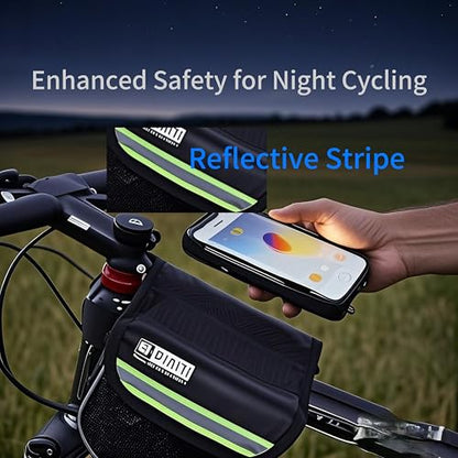 Bike/Bicycle Bag,Bike Phone Holder Mount Bag,Touchscreen Bike Phone Mount under 6.8”,Waterproof, Bicycle Accessories Frame Storage Bag(Red) - color: Red