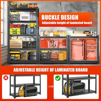 Heavy Duty Garage Shelving,5-Tier Garage Storage Shelves,3000LBS Storage Shelves Heavy Duty,Adjustable 5 Tier Shelving Unit,Heavy Duty Shelving for Garage Storage Warehouse,39''×14''×71'' - size: 5 Tier-39" W X 14" D X 71" H