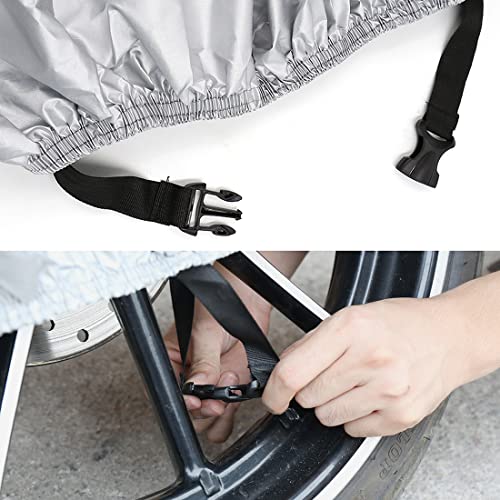X AUTOHAUX L Motorcycle Cover Black Silver Tone Outdoor Waterproof Rain Dust Protector - size: L