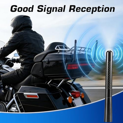 Short Motorcycle Antenna for Harley Davidson 1989-2025 Touring Street Glide/Road Glide/Electra Glide/Ultra Classic | Enhanced AM/FM Signal Reception 2-Pack 4.7 inch - color: 2-Pack