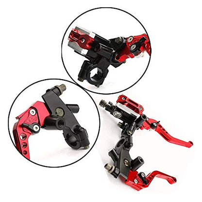 PACEWALKER Universal Motorcycle 7/8" 22mm Handlebar Brake Master Cylinder Clutch Lever CNC Left & Right Set for Honda Kawasaki Suzuki Yamaha red - color: Red