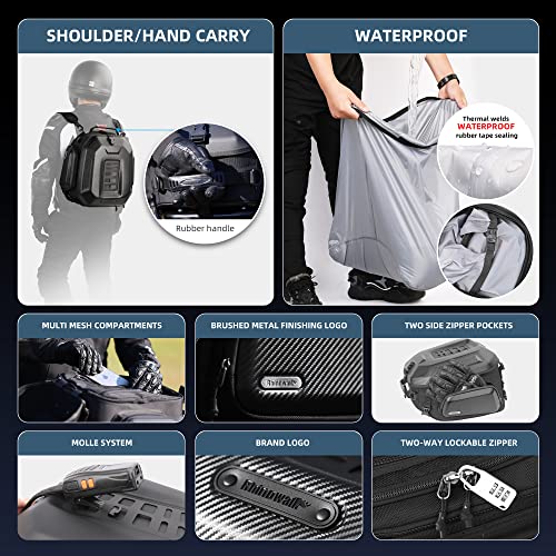 Motorcycle Tail Bag Waterproof 23-35L Expandable Motorbike Helmet Bag Luggage Bag Storage Bag with Sissy Bar Straps Matte Black