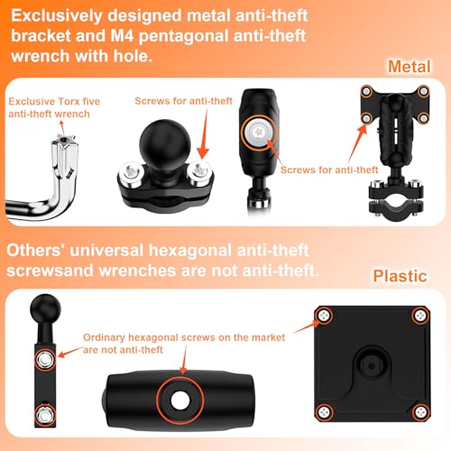 6.25" Motorcycle CarPlay Screen, Android Auto, Motorcycle GPS Navigation System, HD IPS Touchscreen Display, Bluetooth, Voice Control, IP67 Waterproof, Universal Metal Mount for Motorcycles - size: 6.25inch+Mout