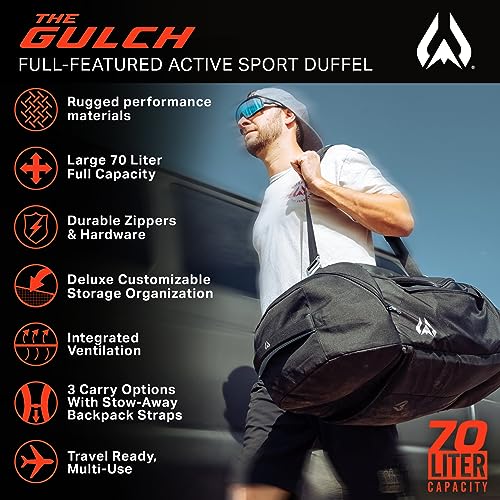 Wildhorn Gulch 70L MTB Duffle Bag for Travel - Lightweight & Durable Gym Bag for Women & Men. Ideal for Biking, Motorcycle, and Sports
