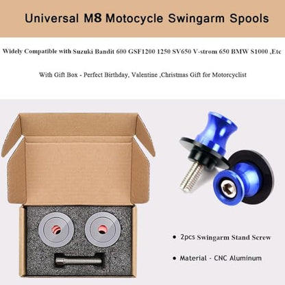 2pcs M8*1.5 Motorcycle Swing Arm Sliders Spools for H-onda CBR150 CBR100f CBR1000rr CBR1100xx CBR125 CBR250 CBR400rr CBR400f CBR450sr CBR600rr CBR600f CBR900rr CBR954rr (Blue) - color: Spool - Blue