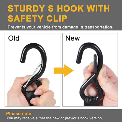 Ayaport Cam Buckle Tie Down Straps 8ft 1250lbs Break Strength 4 pcs Securing Straps with S Hooks for Motorcycle, Car, Truck, Dirt Bike - size: 1"x8'-4pcs