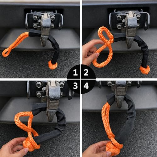 Ucreative 2Pcs Synthetic Soft Shackle 1/2 Inch x 22 Inch (56,000lbs Breaking Strength) with Extra Sleeves (Orange) - color: Orange