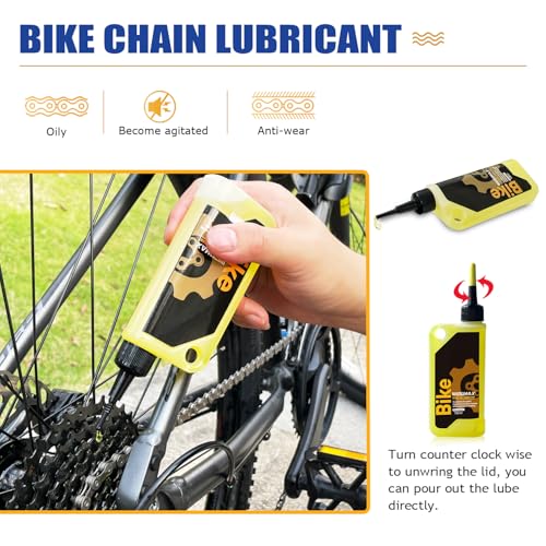 7 in 1 Bike Chain Cleaning Kit, Bike Chain Cleaner includes 350ml Degreaser Spray, 100ml Chain Lube, 4 Brushes & Towel, Bicycle Chain Cleaner for MTB/Road Bicycle