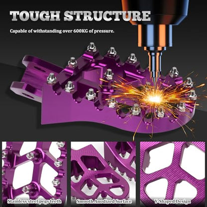 XINGWU Dirt Bike Foot Pegs for Surron Light Bee X/S E-Ride Pro SS/SR/S Talaria MX3 MX4 Segway X160/X260 CRF150F 230F 250F Electric Dirt Bike Foot Peg Rests (Purple) - color: Purple