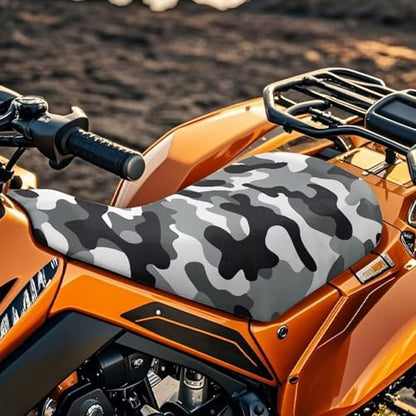 SEANATIVE Black Camo ATV Seat Cover Waterproof Non-Slip Universal Four Wheeler Seat Cover Motorcycle Passenger Seat Cushion Breathable Padded Protector - color: Black Camo