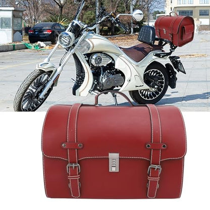 Motorcycle Luggage Bag with Quick Release Mount for Rear Racks, 29.5L Motorcycle Trunk Bag for Gear and Tools, Water defiance PU Leather Shell (Wine Red) - size: Wine Red