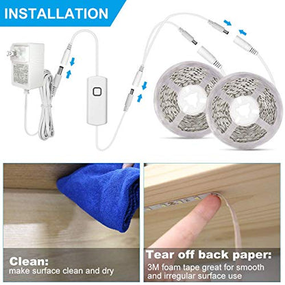MYPLUS Under Cabinet Lighting Kit, 32.8 Ft Dimmable Led Strip Lights with 600 LEDs,12V, Low Power Safety Adapter, Flexible Tape Light for Kitchen Cabinet,Bedroom,Counter,Shelf (Warm White-3000k) - color: Warm White/3000K, size: 32.8FT/10M