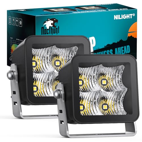 Nilight LED Pod Lights 2 PCS 3 Inch 4LED Flood Beam Square Offroad Driving Side Rear Back-Up Light Built-in EMC for Tractor Truck Motorcycle Boat ATV - color: 3Inch 4Led Light Pods