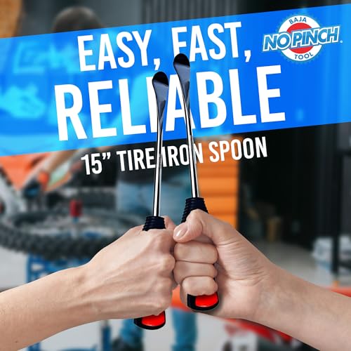 BAJA NO PINCH 15 inch Steel Tire Spoon | Lever Iron Tool Kit | Professional Tire Changing Tool for Enduro Motocross | Motorcycle | Dirt Bike | Easy-to-Use Tire Repair Tool | Dirt Bike Tire Spoons - size: 15 Inch Tire Spoon