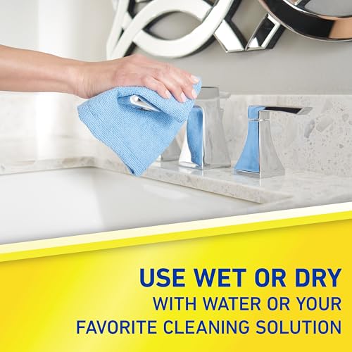 Quickie Microfiber Cleaning Cloth 14 x 14 Inches Blue Pack of 24 Washable and Reusable Ideal for Multi-Surface Indoor/Outdoor Dusting and Polishing - size: 14inch x 14inch, style: 24 Pack
