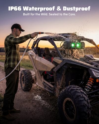 Ehaho 17-Inch UTV Sound Bar, 4-Speaker Bluetooth Golf Cart Speakers [RGB & Strobe Light] IP66 Waterproof ATV Speaker System, SXS SoundBar Compatible with Polaris RZR, CFmoto, Can-Am - size: 17IN