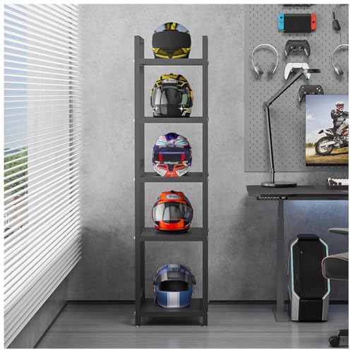 Motorcycle Helmet Holder Floor Mounted Stand, Helmet Rack for Most of Helmet, Riding Gear Display Rack, Storage Rack for Accessories, Jacket, Gloves and Boots(Black,40x40x170cm) - color: Black, size: 40x40x170cm