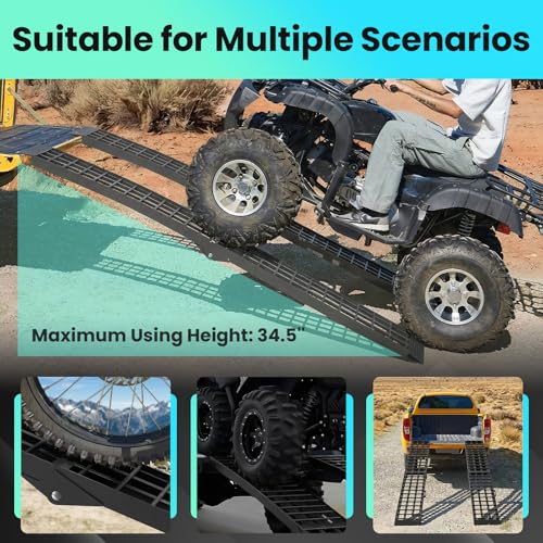 7.5 FT Heavy Duty Aluminum Folding Loading Ramp for Pickup Trucks, 3000 lbs Capacity Truck Loading Ramps for Motorcycles, ATV, UTV Lawn Mowers,Tractors & Golf Carts, 90" Lx12 W (2 Pack)