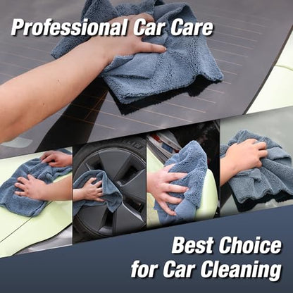 Big RED ATRJL01R Microfiber Cleaning Cloth: 18"X18" Cleaning Towels with 3 Color, 12 Pack, Grey/Blue/Yellow