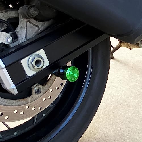 M10 Swing Arm Spools Sliders Compatible with Z1000 SX Ninja 1000,ZX-6R/10R, ZX-6RR 636,Ninja 250R EX250,Ninja 400R ER-4N,ZX-14/14R, Universal Motorcycle Swing Arm Stand Swing Arm Bobbins - color: Green, size: M10X1.25